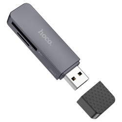 Кардрідер HOCO HB45 Spirit 2-in-1 USB 2.0 card reader Metal Gray