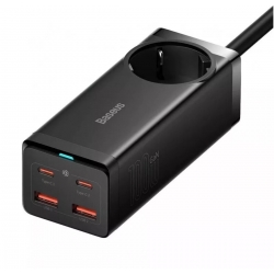 Мережевий зарядний пристрій Baseus GaN3 Pro Desktop Powerstrip AC+2U+2C 100W EU Black (With Mini White Cable Type-C to Type-C 10