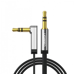 Аудіокабель UGREEN AV119 3.5mm Male to 3.5mm Male Straigth to angle flat Cable 3m Black