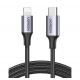 Кабель UGREEN US304 USB-C to Lightning M/M Cable Aluminum Shell Braided 1m (Black) (UGR-60759)