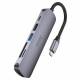 USB-хаб HOCO HB28 Type-C multi-function converter(HDTV+USB3.0+USB2.0+SD+TF+PD) Metal Gray