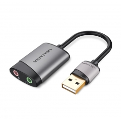 Адаптер Vention USB External Sound Card 0.15M Gray Metal Type (CDKHB)