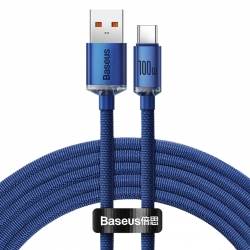 Кабель Baseus Crystal Shine Series Fast Charging Data Cable USB to Type-C 100W 2m Blue
