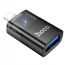 Перехідник HOCO UA36 iP male to USB female OTG transparent adapter Black