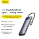 USB-хаб Baseus Metal Gleam Series 4-in-1 Multifunctional Type-C HUB Docking Station Gray（Type-C to USB3.0*4）