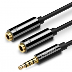 Аудіокабель UGREEN AV141 3.5mm male to 2 Female Audio Cable Aluminum Case Black