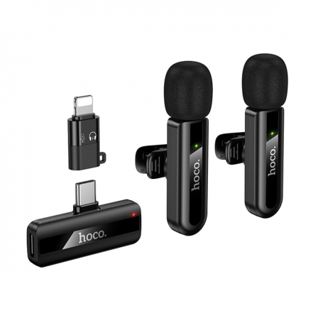 Бездротова мікрофонна система HOCO L20A Fair dual-mic wireless microphone(iP/Type-C) Black