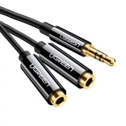 Аудіокабель UGREEN AV134 3.5mm Male to 2 Female Audio Cable 20cm (Black) (UGR-20816)