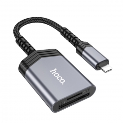 Кардридер HOCO UA25 2-in-1 card reader iP Metal Gray