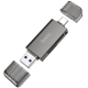 USB-хаб HOCO HB39 USB/Type-C 3.0 high-speed card reader Metal Gray