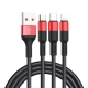 Кабель HOCO X26 Xpress one pull three charging cable iP+Micro+Type-C Black+Red