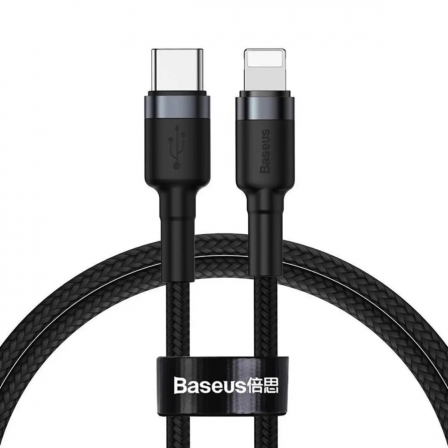 Кабель Baseus Cafule Cable Type-C to iP PD 20W 1m Gray+Black