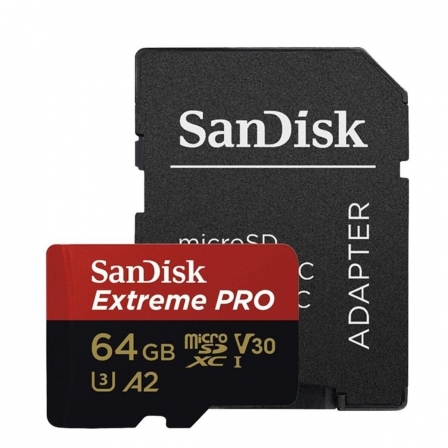 Карта пам'яті microSDXC (UHS-1 U3) SanDisk Extreme Pro A2 64Gb class 10 V30 (R200MB/s,W90MB/s) (adapter)
