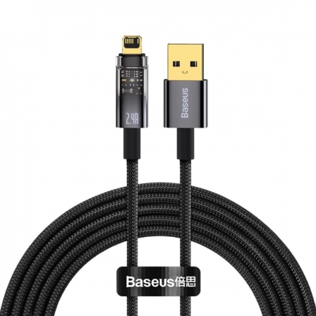 Кабель Baseus Explorer Series Auto Power-Off Fast Charging Data Cable USB to IP 2.4A 1m Black