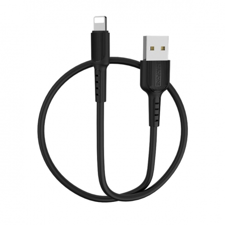Кабель BOROFONE BX16 USB to iP 2A, 1m, PVC, TPE connectors, Black