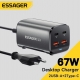 Мережевий зарядний пристрій Essager 67W GAN (2xType-C + 2xUSB-A) ES-CD35 Black