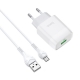 Мережевий зарядний пристрій з кабелем HOCO C72Q Glorious single port QC3.0 charger set(Micro) 18W White