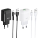 Мережевий зарядний пристрій з кабелем HOCO C72Q Glorious single port QC3.0 charger set(Micro) 18W White