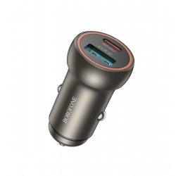 Автомобільний зарядний пристрій BOROFONE BZ32A Fresh PD30W+QC3.0 car charger metal gray