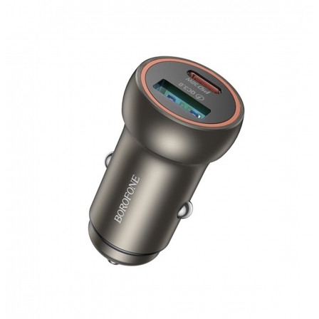 Автомобільний зарядний пристрій BOROFONE BZ32A Fresh PD30W+QC3.0 car charger metal gray