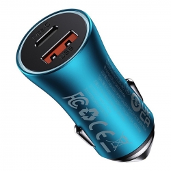 Автомобільний зарядний пристрій Baseus Golden Contactor Max Dual Fast Charger Car Charger U+C 60W Blue