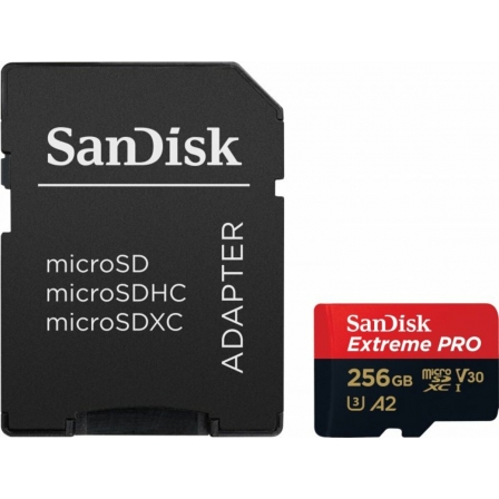 Карта пам'яті microSDXC (UHS-1 U3) SanDisk Extreme Pro A2 256Gb class 10 V30 (R200MB/s,W140MB/s) (adapter)