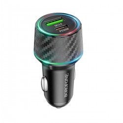 Автомобільний зарядний пристрій BOROFONE BZ21 Brilliant 48W dual port  PD30W+QC3.0 car charger Black