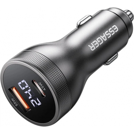 Автобільний зарядний пристрій ESSAGER ES-CC17 100W PowerDisplay Grey (43717)