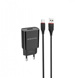 Мережевий зарядний пристрій BOROFONE BA20A Sharp single port charger set(Type-C) 10.5W Black