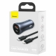 Автомобільний зарядний пристрій Baseus Golden Contactor Pro Dual Car Charger U+C 40W (With Cable Type-C/ iP 1m) Dark Grey