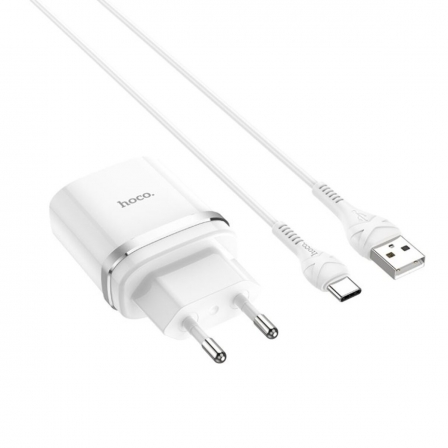 Мережевий зарядний пристрій з кабелем HOCO C12Q Smart QC3.0 charger set(Type-C) 18W White