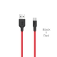 Кабель HOCO X21 USB to Type-C 2A, 1m, silicone, TPE connectors,  Black+Red