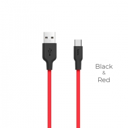 Кабель HOCO X21 USB to Type-C 2A, 1m, silicone, TPE connectors,  Black+Red
