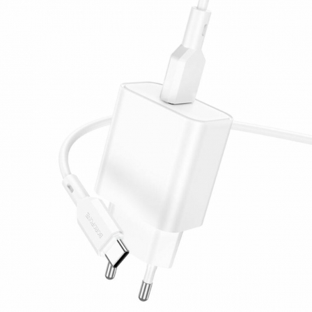 Мережевий зарядний пристрій з кабелем BOROFONE BA72A Spring single port QC3.0 charger set(Type-C) 18W White