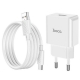 Мережевий зарядний пристрій з кабелем HOCO C106A Leisure single port charger set(Type-C) White
