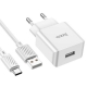 Мережевий зарядний пристрій з кабелем HOCO C106A Leisure single port charger set(Type-C) White