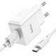 Мережевий зарядний пристрій з кабелем HOCO C106A Leisure single port charger set(Type-C) White