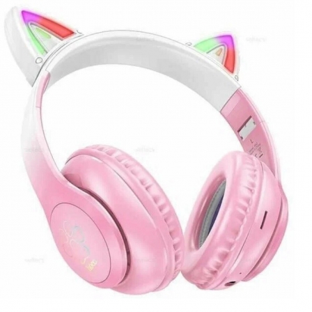 Бездротові накладні навушники HOCO W42 Cat ears BT headphones Cherry Blossom