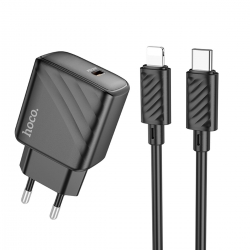 Мережевий зарядний пристрій з кабелем HOCO CS22A Value single port PD30W charger set(C to iP) Black