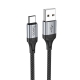 Кабель HOCO X102 USB to Type-C 3A, 1m, nylon, aluminum connectors, Black