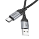 Кабель HOCO X102 USB to Type-C 3A, 1m, nylon, aluminum connectors, Black