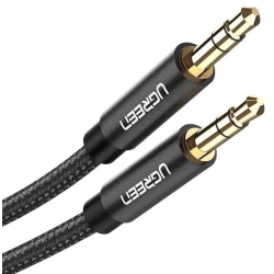 Аудіокабель UGREEN AV112 3.5mm Male to 3.5mm Male Cable Gold Plated Metal Case with Braid 1m (Black)(UGR-50361)