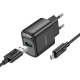 Мережевий зарядний пристрій з кабелем HOCO C140A Smart single port QC3.0 charger set(Micro)(EU) Black