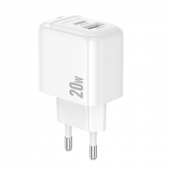 Мережевий зарядний пристрій BOROFONE BAS44A Potential PD20W+QC3.0 charger(EU) White