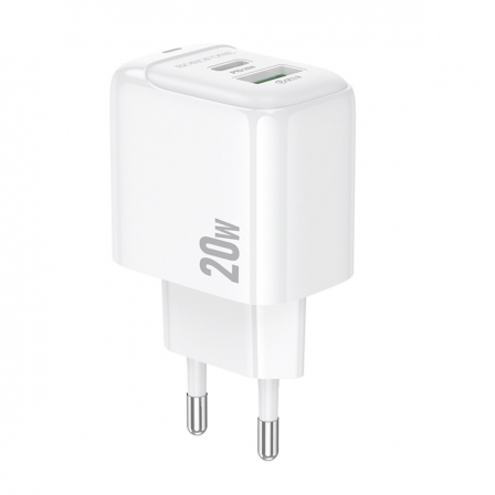 Мережевий зарядний пристрій BOROFONE BAS44A Potential PD20W+QC3.0 charger(EU) White