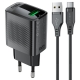Мережевий зарядний пристрій з кабелем ACEFAST A90 QC18W GaN single USB-A charger set (P3) (EU) Black