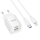 Мережевий зарядний пристрій з кабелем HOCO C147A Charm PD20W+QC3.0 charger set (C to iP)(EU) White