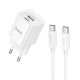 Мережевий зарядний пристрій з кабелем HOCO C147A Charm PD20W+QC3.0 charger set (C to C)(EU) White