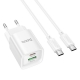 Мережевий зарядний пристрій з кабелем HOCO C147A Charm PD20W+QC3.0 charger set (C to C)(EU) White