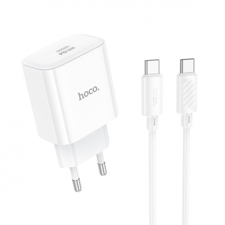 Мережевий зарядний пристрій HOCO C76A Pro Majestic single port PD30W charger set (Type-C to Type-C)(EU) White